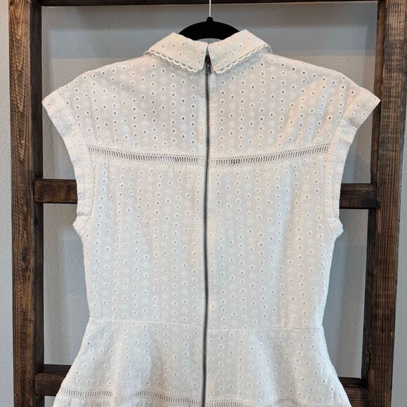 Alice + Olivia Mila Eyelet Dress 6 White Cotton Linen Twist Mini Bridal NWT - Picture 10 of 11